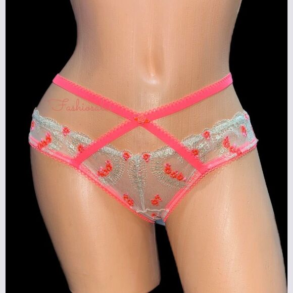 Victoria’s Secret Dream Angels Sweetheart Mesh Strappy Keyhole cheekini panty S - Picture 6 of 9